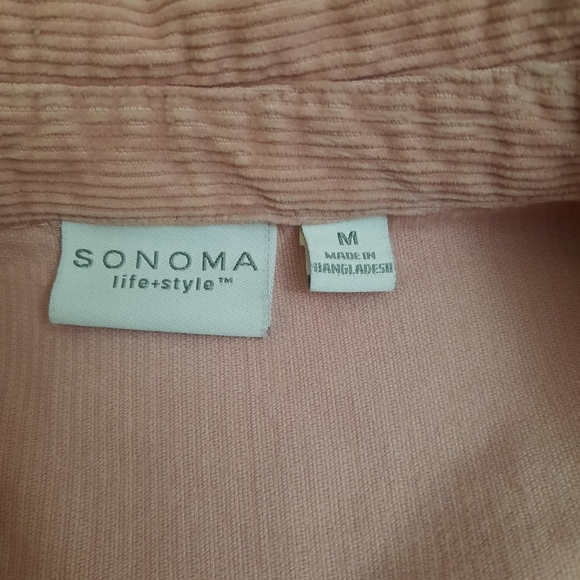 Womens Corduroy Jacket Sonoma Long Sleeve Pink Medium Zip Up - Picture 6 of 10